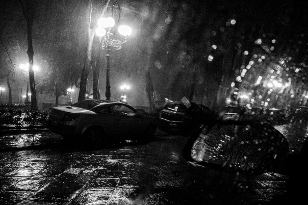 pioggia su piazza d'Azeglio, Firenze, febbraio 2014